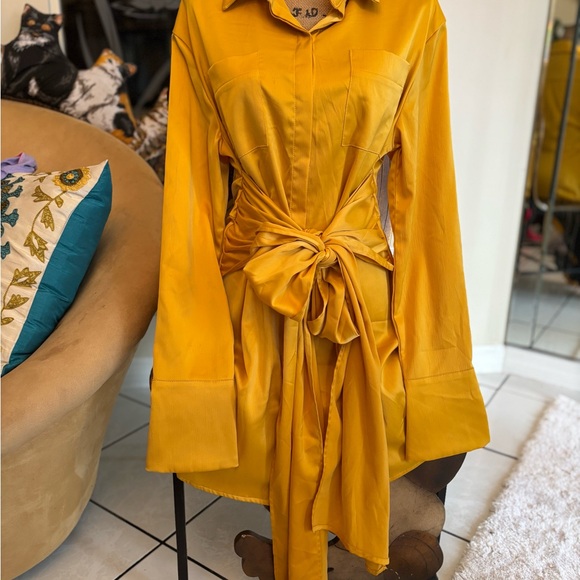 Fashion Nova Mustard Long Sleeve Dress - Picture 1 of 7